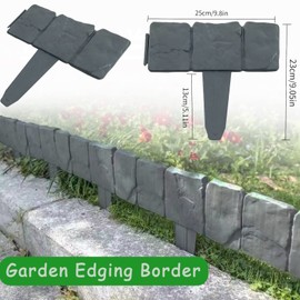 Garden Edging Border,25ft Plastic Landscape Edging,Garden Edging for Landscaping,Flower Bed Edging Borders,Gray Imitation Stone Effect,No Dig,Landscape Edging Border,Fence Border