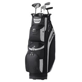VEVOR Golf Cart Bag with 14 Way Organizer Divider Top, Premium Cart Bag with Stand, Durable Golf Bags with Handles & Dust Cover & Detachable Dual Strap for Men & Women (Black+Light gray, 14 Pockets)