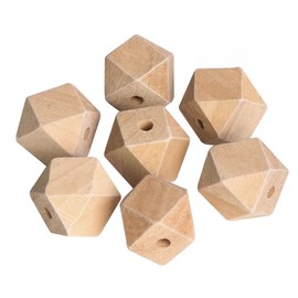 Penta Angel 100PCS 16mm/0.63" Unpainted Faceted Geometric Wood Beads Unfinished Natural Color Polygons Shape DIY Wooden Spacer Beads with 3.5mm Hole for Handmade Necklace(16mm)