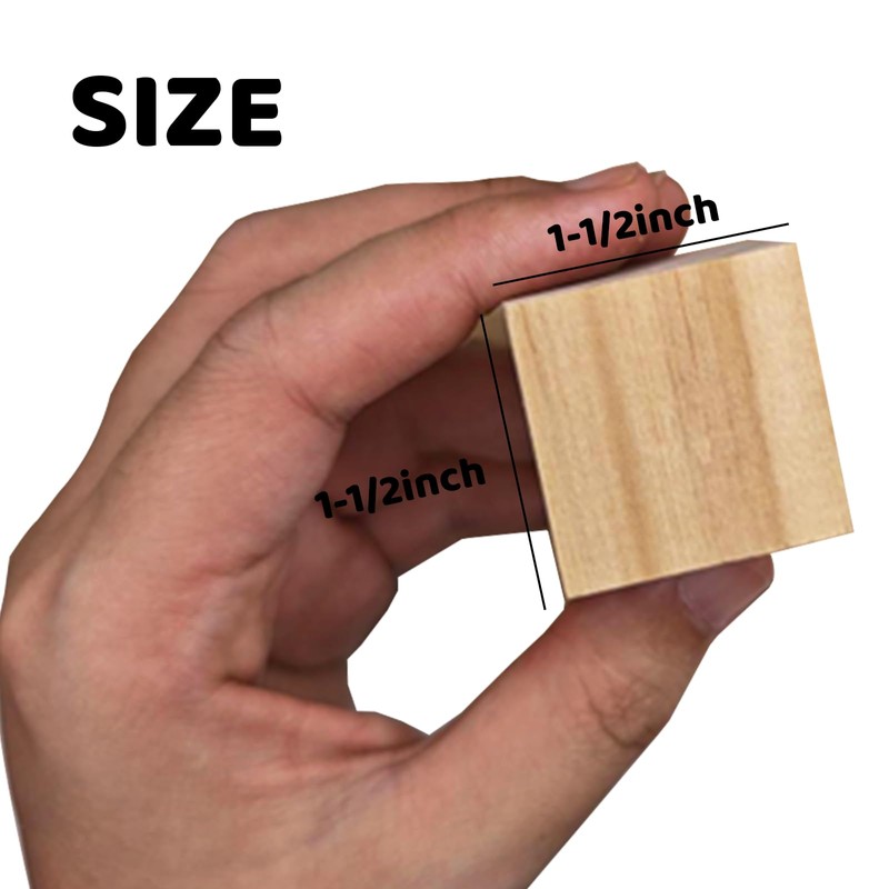 1-1/2 inch Unfinished Wooden Cubes,Pack of 40 Wood Square Blocks,