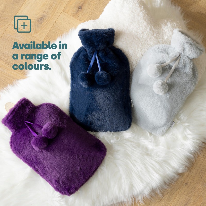 LIVIVO 2L Hot Water Bottle with Insulating Cover Featuring Decorative