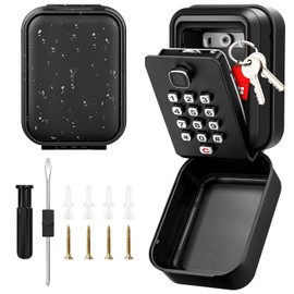 TEUEN Key Lock Box with Code, Waterproof Sturdy Wall Mount Lock Box for Keys, Hide a Key Outside, 12-Digit Combination Lockbox Resettable Code Key Safe for Home, Office, Apartment, Warehouse