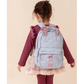 panpantutu Ribbon Ruffle Backpack, Backpack, Elementary School Students, Kindergarten, School Commute, Excursion, Mother's Backpack, gray/pink
