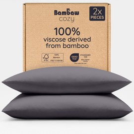 Bambaw 100% Viscose Derived from Bamboo Pillowcases King Size – Set of 2 King Size Cooling Pillow Cases for Hot Sleepers with Envelope Closure, Breathable & Super Soft Pillow Cases (Charcoal)