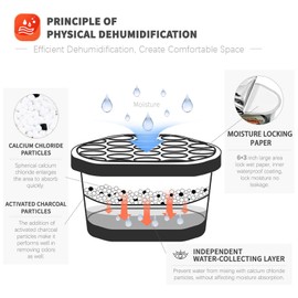 Vacplus Moisture Absorber with Activated Charcoal, 6-PACK Closet Dehumidifier Odor Eliminator Attracts Excess Moisture from Bathroom, Closet & Kitchen, Unscented Dehumidifier for Closet (Nickname: VA-M154)