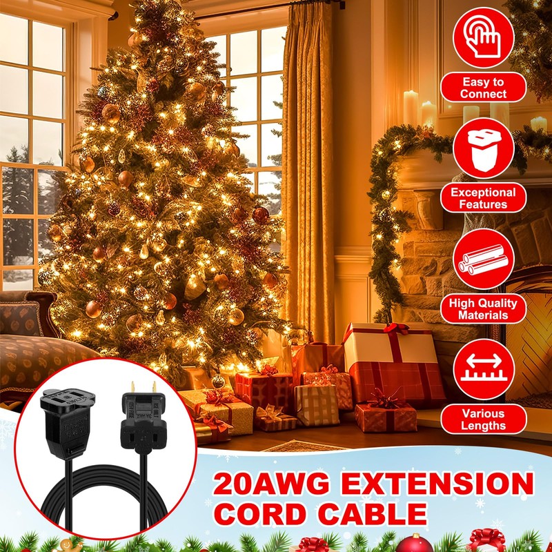 12 Pack 2 Prong Extension Cords, 3ft 6ft 9ft 12ft,