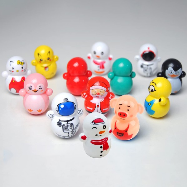 Random Stress Relief 24 PCS Mini Roly-Poly Wobbling Toy Self-righting