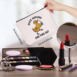 WCGXKO Duck Around and Find Out Makeup Bag Sarcastic Duck Gift for Duck Lover (Duck Around Bag CA)