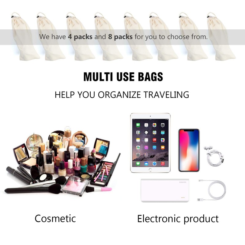 PlasMaller Shoe Storage Bags 100% Cotton with Drawstring For Men