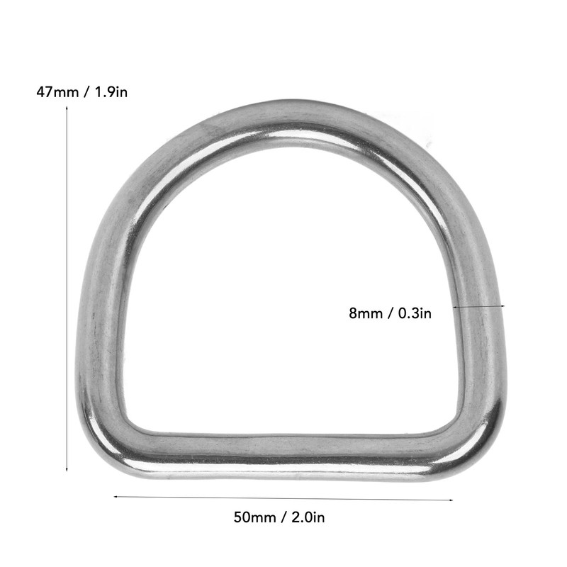 10pcs 316 Stainless Steel D Ring Semi Circular Welded D