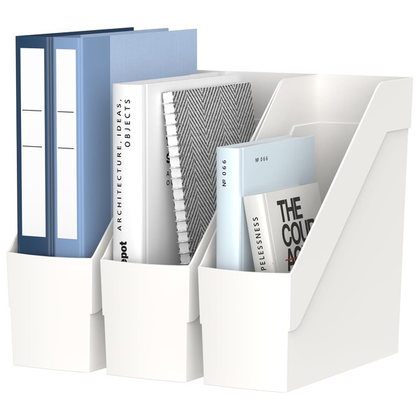 Delifox 3 Pack Magazine Rack, Plastic File Folder Bin Organizer,