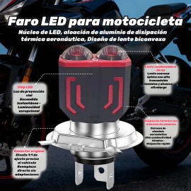 Faros Led Para Moto H4 Ba20d H6 Doble Lente Luz Alta Y Baja