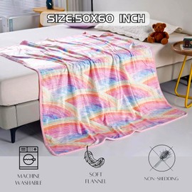 SDY Rainbow Throw Blanket,Soft Rainbow Blanket for Girls Set 50x60 Inches，Microfiber Flannel Blanket for Girls,Boys Kids Sofa Bedroom Camping