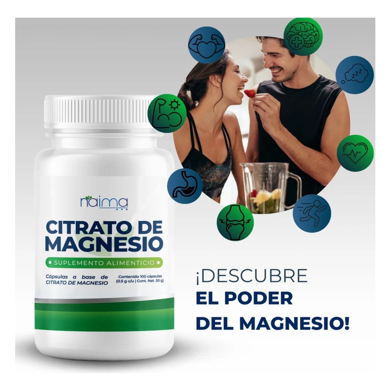 Citrato Magnesio 500mg 100 Cápsulas Sabor