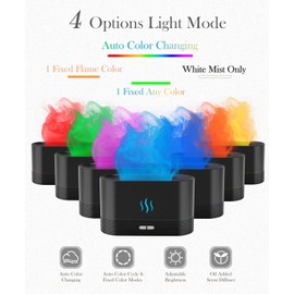 Aegci Essential Oil Diffuser,Humidifier with 7 Colors Flame Light,180ml Air Humidifiers for Bedroom, Home, Office, Gifts - Portable,Auto-Off Protection,4 Modes Mist(White)