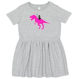 inktastic Princess Riding Her T-Rex Toddler Dress 3T Heather Grey 1046c