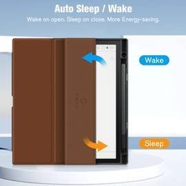 Fintie Case for 10.3" Boox Note Air4 C 2024/Boox Note Air3 C/Boox Note Air3 B/W 2023 ePaper -[Built-in Pencil Holder] Hybrid Slim Clear Cover Transparent Back Shell Auto Sleep/Wake, Brown