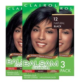 Clairol Balsam Color Women's Permanent Hair Color, 012 Natural Black, 3 Count