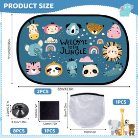 Car Sun Shade for Baby, 2 Pack Children's Car Window Shades with UV Protection(51x32cm), Sun Visor Cars Baby, Side Window Sunshades with Cute Animal Motifs for Sedan/SUV/Minivan