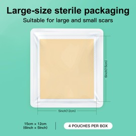 Large Silicone Scar Sheets 4 Pcs - 6" x 5" Silicone Gel Sheets - Silicone Tape for Scars Treatment - For Irregular Scar Removal