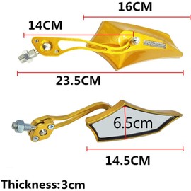 ESUPPORT Yellow Universal Motorcycle Motorbike Bike 8mm 10mm Rear View Side Mirror Scooter ATV
