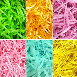 YOOBABOO 6 Colors Easter Grass,Easter Basket Grass,Crinkle Paper Filler Grass Basket Filler,Shredded Paper For Gift Baskets 283g(10 Oz)