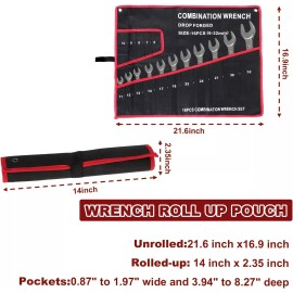 Mozeat Lens Wrench Roll Up Pouch Wrench Organizer Bag Wrench Tool Holder 16 Pockets