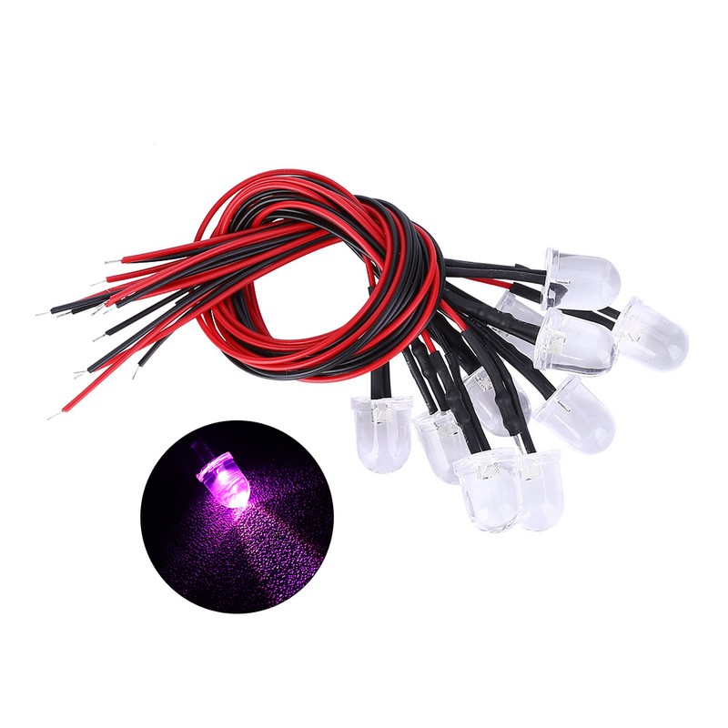50PCs 12V LED Pre Wired Luminous Diode 10mm Round Head