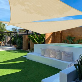 TANG 13'x24'x27' Sun Shade Sail Rignt Triangle Shade Canopy Outdoor Patio Covers UV Block Cloth for Pergola Backyard Porch Deck Garden Carport, Sand