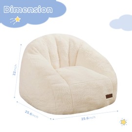 MAXYOYO Bean Bag Chair for Kids, Shell Shaped Bean Bag Couch for Boys and Girls, Toddler Chair Bean Bag Sofa for Playroom, Nursery Room, Beige