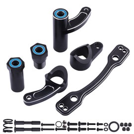 Aluminium Steering Bell Crank Set Steering Rack Servo Saver Complete for Arrma 1/8 Kraton/Notorious/Mojave/Felony Infraction/Outcast/Typhon 6S BLX Upgrades Parts (Black)