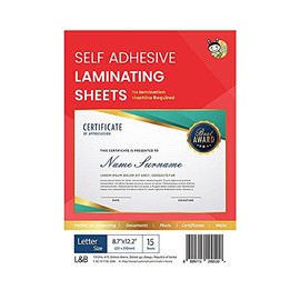 Self Adhesive Laminating Sheets, No Machine Need, Letter Size, 9 x 12 Inch by HA SHI (15 Sheets)