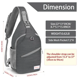 ZOMAKE Sling Bag,Small Crossbody Sling Backpack,Water Resistant Shoulder Bag Anti Thief Daypack(Black stripe)