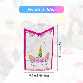 Agaommio 40pcs Unicorn Goodies Bags Party Favor Christmas Gift Bag Plastic Gift Treat Goodie Bags with Handles, Small Pink Candy Bags for Girls Birthday Theme Party Supplies Return Gifts (16 * 24cm)