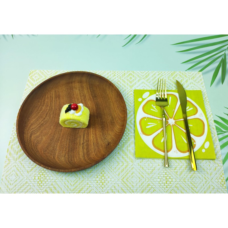 32Pcs Lemon Disposable Paper Dessert Napkins, 6.5in
