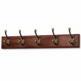 Solid Wood Coat Rack for Entryway Storage – 48cm Vintage Pine Wall-Mounted 5-Hook Hanger for Coats, Hats & Bags