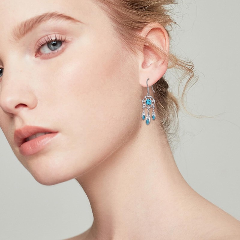Turquoise Earrings 925 Sterling Silver Turquoise
