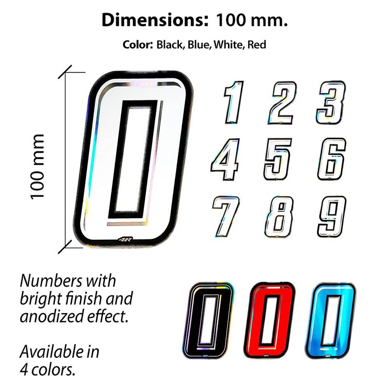 4R Quattroerre.it 13259 Race Number 9 Sticker for Motorcycles White