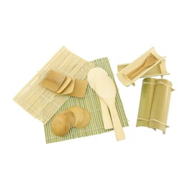 BambooImportsMN 12" Sushi Oke Tub (Hangiri) with 19pc Sushi Making Accessory Pack