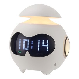 Fantasee Kids Alarm Clock, USB Powered Wake Up Alarm Clock with Emoji, Dual Alarm Setting, with Adjustable Night Light & Mini Bluetooth Speaker for Kids Adult Friends Gift (White, USB Powered)