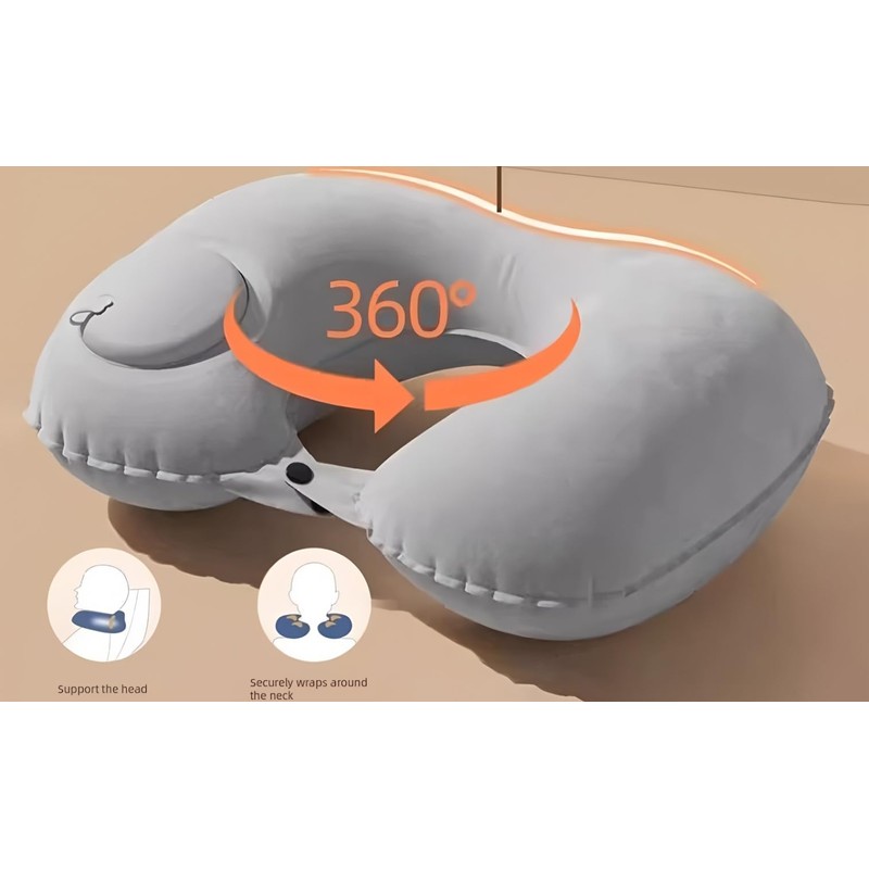 Inflatable Travel Pillow Eye Mask Earplugs 3-Piece Set, Medium Size