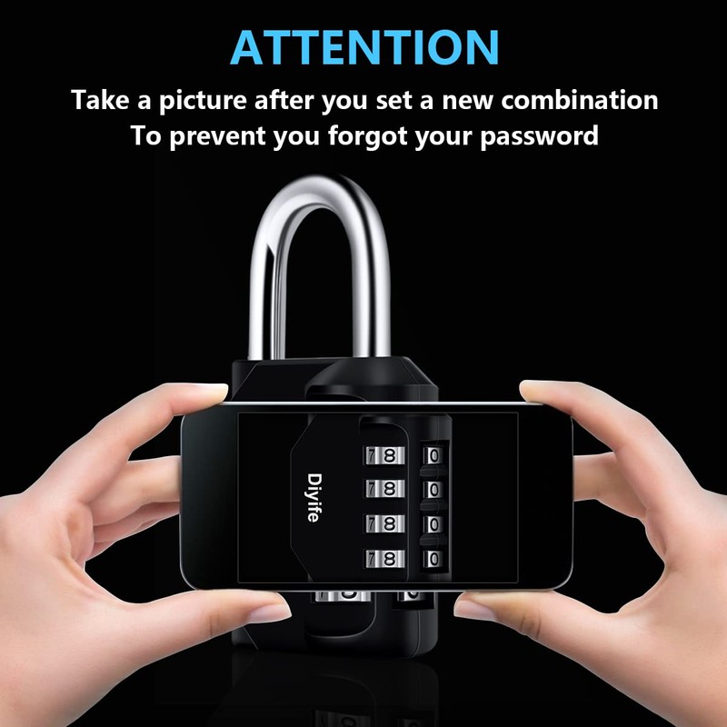 Combination Padlock, [2 Pack] Diyife 4 Digit Lock Combination, Padlock