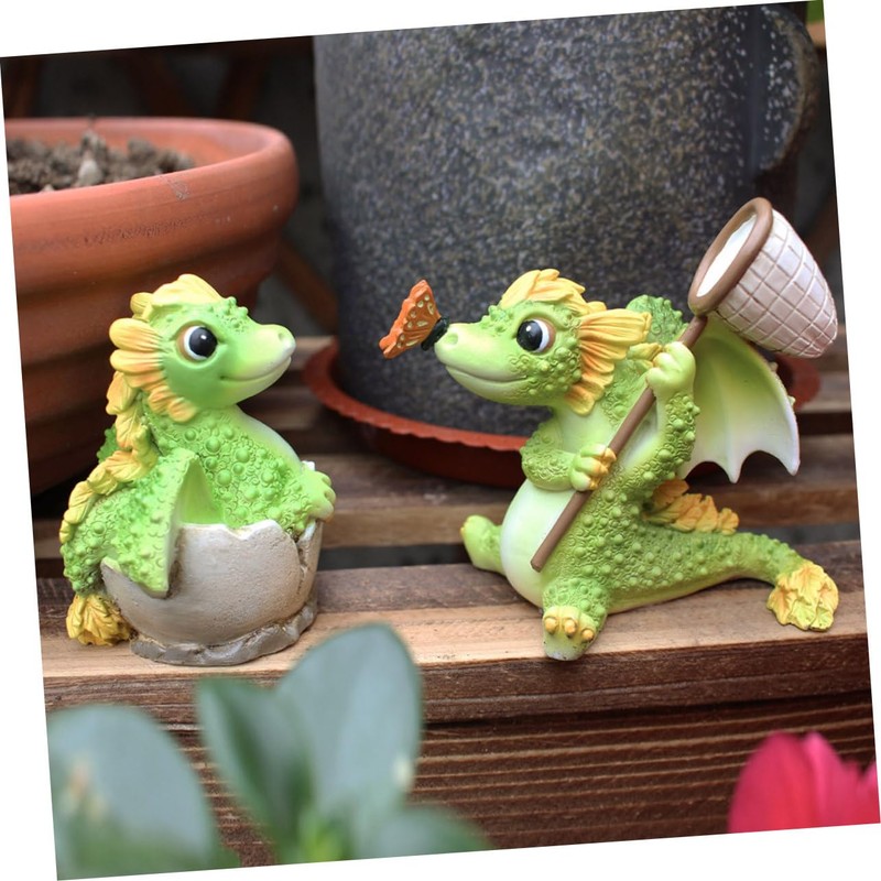 Kisangel 2pcs Handmade Resin Dragon Ornaments Dragon Decor Craft Adornment