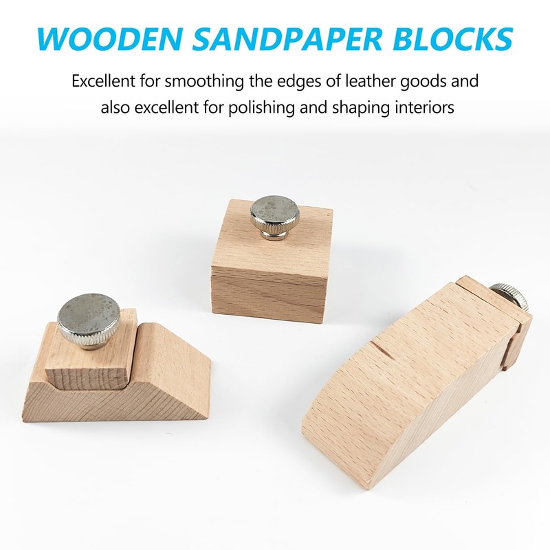 3 Pieces Wooden Sanding Block, Beech Wood Sanding Block Covers