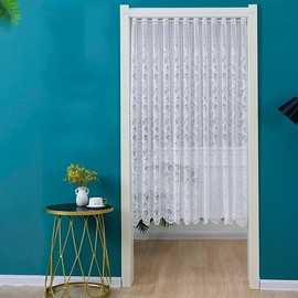 Daliena Embroidered Net Curtain Made of Lace Short Curtain Modern Style Bistro Curtain Can Be Shortened in Width Eye-catching Kitchen White (W x H 100 x 120 cm) 1 Piece