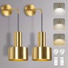 Gold Battery Operated Wall Sconce, Wireless Wall Lights Set of