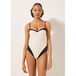 CALZEDONIA Woman's Padded One-Piece Swimsuit Double Bikini in White, Size M