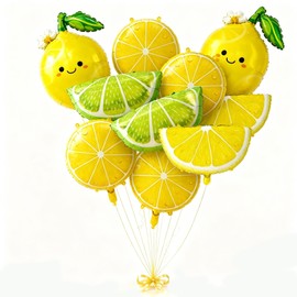 Lemon Foil Balloons 10Pcs Lemonade Balloons Set for Summer Party Decoration