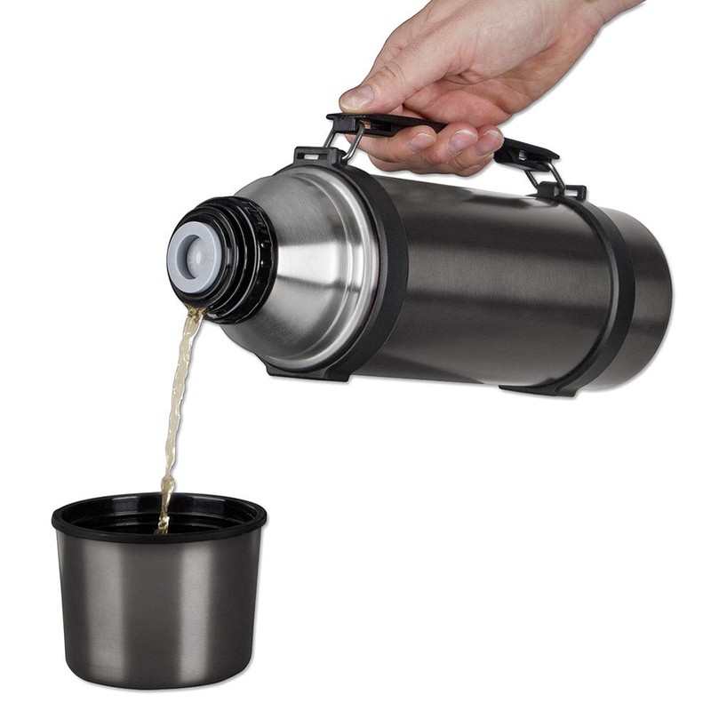 ISOSTEEL Isolierflasche Travel Quickstop, Titan-Grau