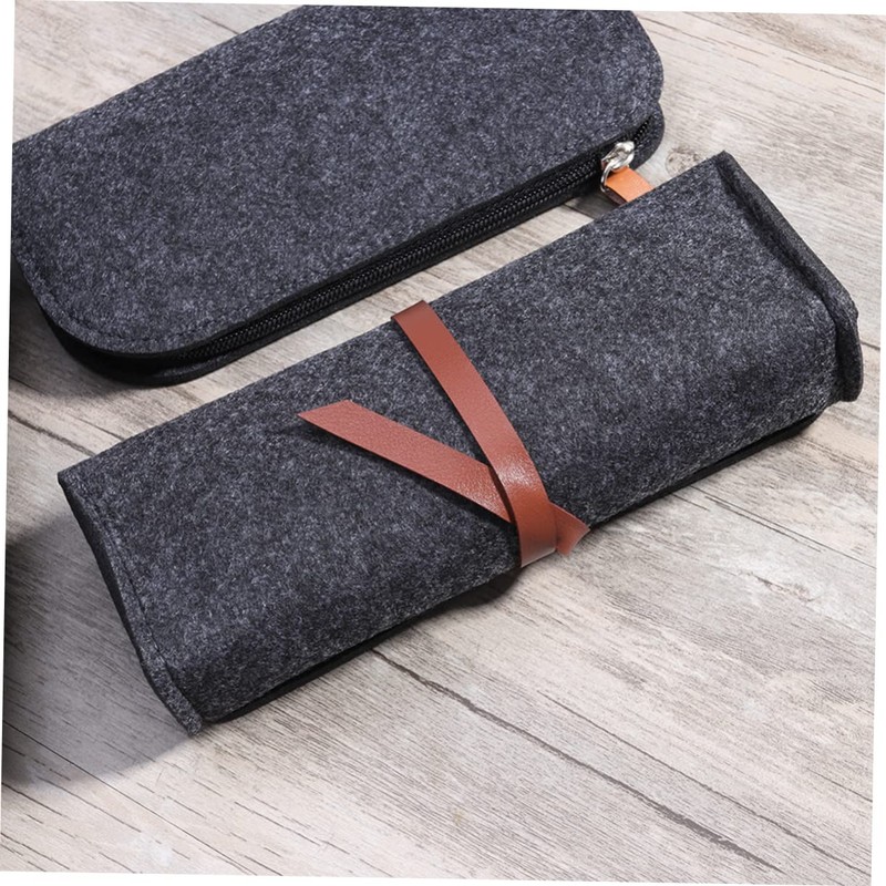Gadpiparty 3Pcs Dark Grey Felt Makeup Bag Versatile Zipper Cosmetic